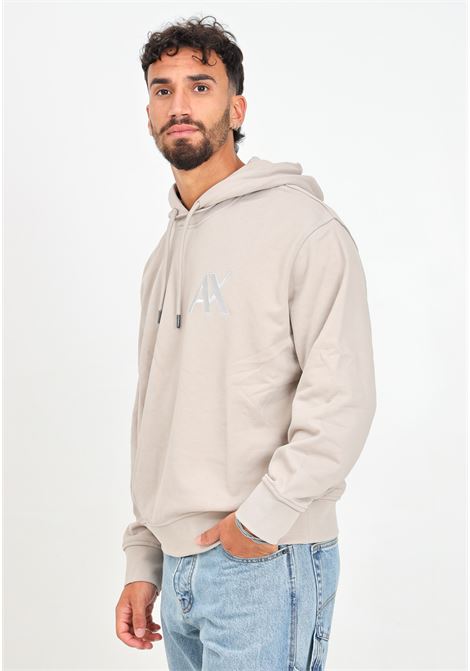 Felpa con cappuccio beige da uomo rifinita da ricamo logo ARMANI EXCHANGE | 6DZMJEZJ4XZ17AB